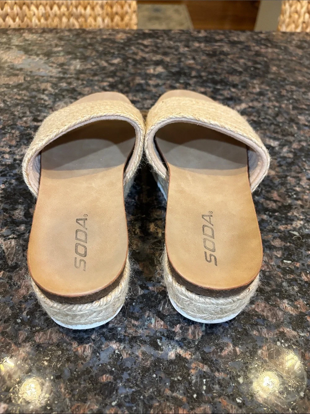 Soda Women’s Open Toe Platform Wedge Heel Raffia Espadrille Sandal